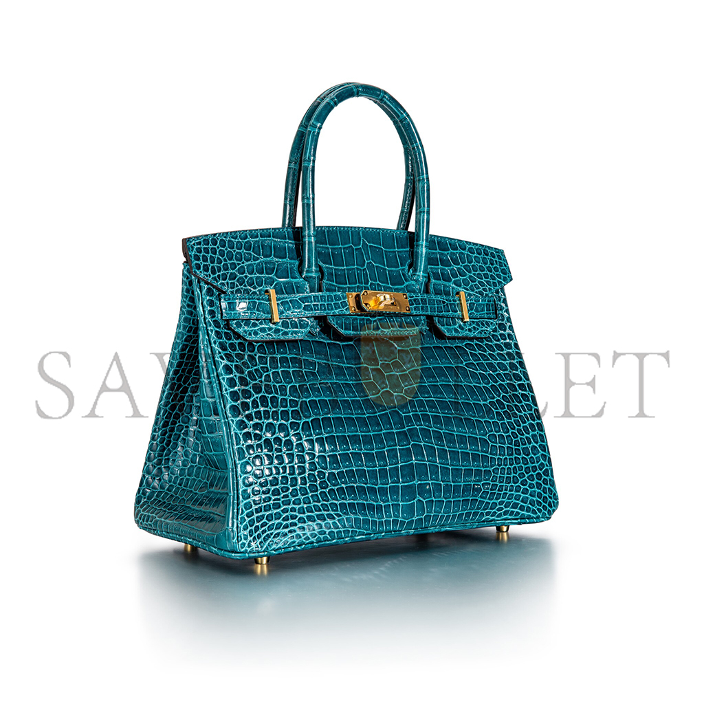 H**mes master birkin 35 crocodile leather green gold buckle h041367ck35 (35*28*18cm)